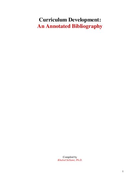 Curriculum Development: An Annotated Bibliography .